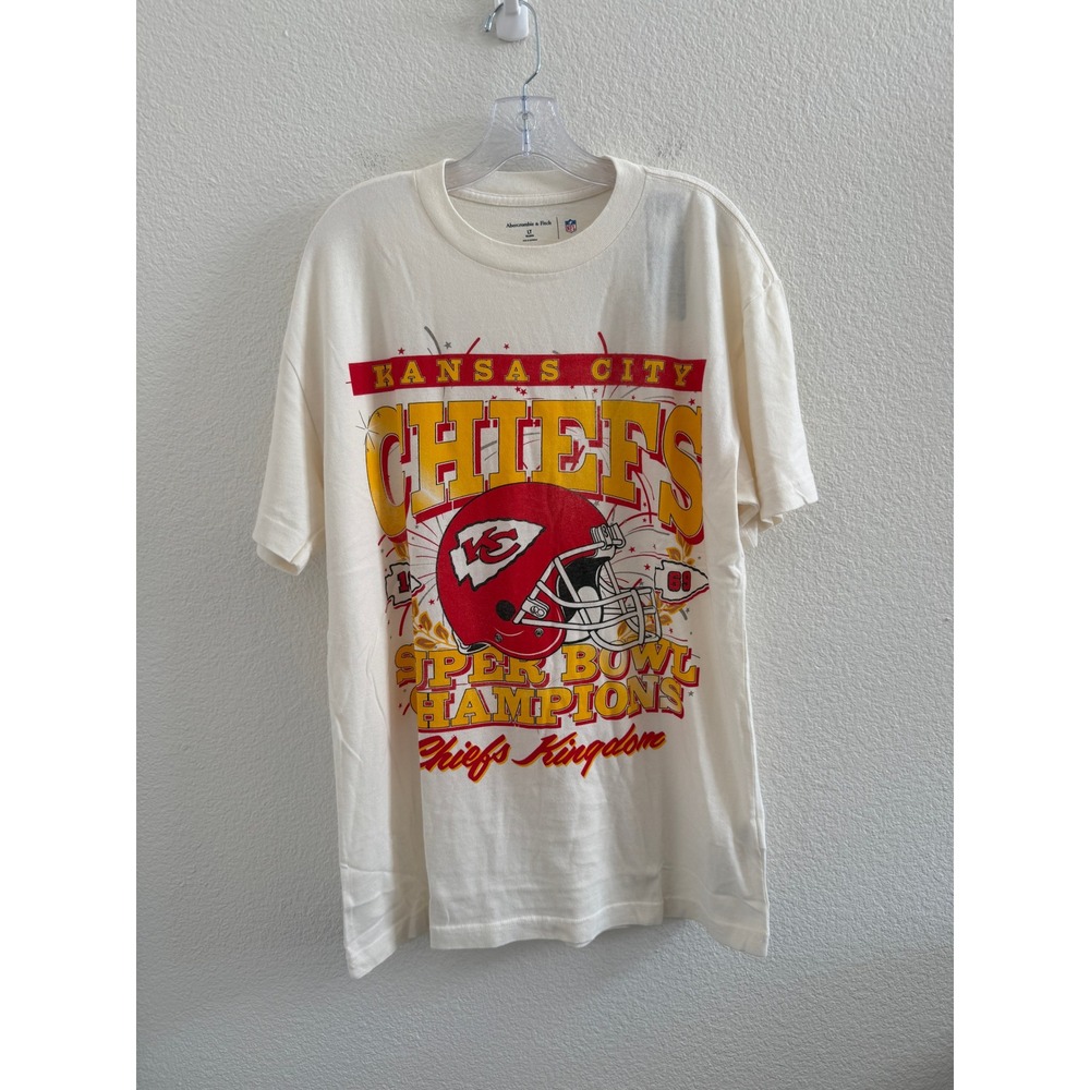 Abercrombie & Fitch NFL Kansas City Chiefs Graphic Tee Cream Large Tall NWT